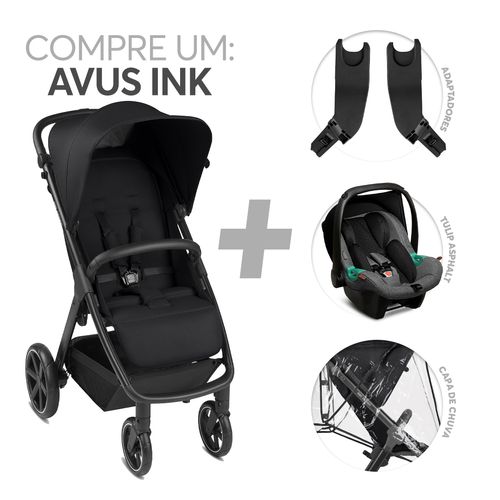 Kit Avus + Bebe Conforto Tulip Asphalt + Adaptador + Capa de Chuva